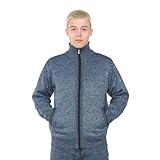 Brooklyn Imports LTD Brae Herren-Strickjacke mit Fleecefutter, durchgehender Reißverschluss, klassischer Stil, meliertes Muster, Marineblau, X-Large