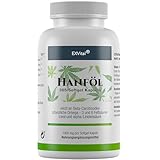 EXVital HANFÖL Kapseln - hochdosiert & kaltgepresst | 365 Kapseln (Jahresvorrat) | Cannabis Sativa |1000mg je Kapsel | Laborgeprüft | pflanzliche Omega 3,6 + 9 - Hanfsamenöl | Made in Germany