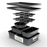 NutriChef 8-teiliges Antihaft-Backformen-Set – Backblech-Set mit Antihaftbeschichtung, Blechform, 6 Muffinformen, runde Kuchenform, Kastenform, quadratische Kuchenform, tiefe Backform, 230 °C ofenfest
