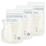 100 Stück Muttermilch-Aufbewahrungsbeutel, 250ml Muttermilchbeutel mit Ausguss, Temperaturfühlender Farbumschlag für bequemes Stillen, Vorsterilisiert für den Gefrierschrank