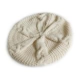 Mütze Jolie Wool Beret Baggy Beanie Häkelmütze Winter Ski Knitted Cap weiß und schwarz, beige, One size
