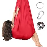 Therapieschaukel Kinder und Erwachsene, Tuchschaukel, Hängetuch Swing, Sensorische Schaukeltuch, Tuch Schaukel, Hängesessel, Weiches und Elastisches Material, XXL 280x150 cm (Rot)