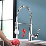 TIMACO Niederdruck Armatur Küche Chrom Niederdruck Küchenarmatur wasserhahn küche mischbatterie küche 360° drehbar Armatur Küche Spiralfederarmatur Chrom
