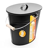 BigDean Ascheeimer mit Deckel 15 Liter mit Griff Ascheimer Oval