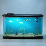 PortoAlegre 15L Aquarium Komplett Set, Rechteckig Aquarium mit LED Abdeckung, Acryl Dekor Aquaristik für Fische und Wasserpflanzen