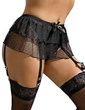 ohmydear Strapsgürtel Damen Sexy Minirock Strumpfhalter Große Größen Spitze Strumpfgürtel mit 4 Verstellbare Straps Breit Hosenträger Strumpfband Garter Belt Reizwäsche