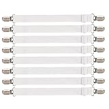 iCovalescent 8 Stück Bettlakenspanner Verstellbar(30cm-130cm), Lakenspanner mit Metallclips, Matratzenspanner für Bettlaken, Matratze, Sofa, Bügelbrett(Weiß)