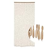 Garbenat Bambusvorhang - 90 x 200cm Perlenvorhang 52-Zeilen Hängender Teilervorhang Retro Bambusspan Perlen Türvorhang Baumwollfaden Seilvorhang Dekovorhang - Bambusfarbe