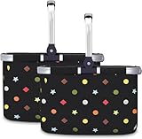 30L Einkaufskorb 2pcs Erschwinglich Faltbar Korb Einkaufen Groß Tragekorb Stabil Einkaufskorb mit Alugriff Bunt Tragetasche Klappkorb Picknickkorb Arbeitskorb für Reisen/Picknick/Einkaufe