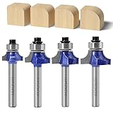 WSOOX 4 Stück Abrundfräser Standard Fräser Set für Holz mit 6mm Schaft, Fräser für Oberfräse Set