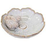 colourliving Keramik Vogeltränke „Royal“, rund, glasiert, mit Deko-Vögeln, Stilvolle Wasserschale für den Garten – dekorativ, wetterfest & liebevoll verarbeitet (Pearl-23)