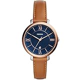 Fossil Damenuhr Jacqueline, Quarzwerk, 36mm 2T Silber/Rose Edelstahlgehäuse mit einem Lederarmband, ES4274