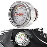 Carroterr Öltemperaturmessstab, Motoröltemperaturanzeige 0 Bis 200 ℃ Einfache Installation, Robustes Metall Motorrad-Öltemperaturanzeige, Einfache Motoröltemperaturkontrolle, Verhindert Motorschäden
