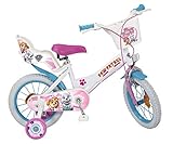 Toimsa 14' 14 Zoll Kinder Kinderfahrrad Mädchen Mädchenfahrrad Disney Fahrrad Rad Bike Paw Patrol Weiss WEIß