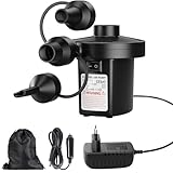 Elektrische Luftpumpe, Luftpumpe für luftmatratzee mit 3 Düsen, 240V AC / 12V DC, Inflate und Deflate Elektrische Pump für Camping im Freien, Luftmatratzenbetten, Boote, aufblasbare Kissen