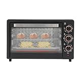 SuhoFutus Elektrobackofen 22L Edelstahl, 1000W Ofen mit Grill, Backofen mit Timer und Thermostat, Kompakt Küche Backofen mit Backblech und Rost für Pizza, Brot, Kekse, Grillen, Familie (Schwarz)