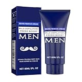 Enthaarungscreme für empfindliche Haut | 60 ml Enthaarungscreme für ungewollte und raue Männerhaare | Gesichtsentfernung für Arme Rücken Brust Schambereich | Gesicht und empfindliche Haut