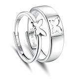 MILACOLATO 925 Silber Schmetterlings ringe verstellbare Ringe für Frauen Männer Paare Freundschaftsringe Niedliche Trendy Zierliche Ringe Set für Teen Mädchen Funky Split Einfache Geschenke