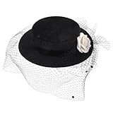 WRITWAA Topper Damenhüte Teehüte Für Frauen Hut Für Frauen Schwarzer Hut Mit Schleier Eleganter Frauenhut Teeparty Hüte Hochzeitshüte Für Frauen Elegante Beerdigungshüte Für