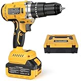 SundpeyPRO 21V Bürstenloser Akkuschrauber mit Schlagbohrfunktion, 120Nm Akku bohrmaschine, 2 Gang Akku Schlagbohrschrauber mit 2x4Ah Akkus, 13mm Bohrfutter, 20+3 Drehmomentstufen akku bohrschrauber