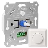 URing Dimmer Schalter LED Dimmer 230V Dimmschalter für Dimmbare LEDs/Halogen 5-200W Dimmer für LED Lampen, Unterputz Lichtschalter Dimmbar Drehdimmer inkl. Weiße Abdeckplatte, Ohne Klemmkrallen
