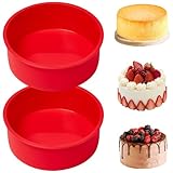 YXHZVON Silikon Backform 15 cm, 2 Stücke Silikon-Motivbackform Rund, Backform für Heißluftfritteuse, Kuchenform für Kuchen und Brote, Rot