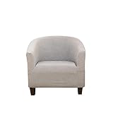 Daesar Copridivano 1 Posto, Copridivano Elasticizzato Universale Fantasia Reticolo Tinta Unita Copri Poltrona Grigio Chiaro (Poliestere 1 Posto)