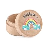 Zahndose Milchzähne, Holzdose Milch Zähne, Zahndose Milchzahndose Junge & Mädchen - zur Taufe und Geburtstag Geschenke für Neue Eltern (Regenbogen)