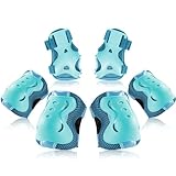 BOSONER Knieschoner Kinder Schoner Inliner: Protektoren Schützer Inline Skates Knie Und Ellenbogenschützer Knieschützer Skateboard Rollschuhe Schutzausrüstung (Blau-cc-Xin, M (6-15Jahre))