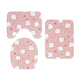 MKTKFVVEX Mini Tier Badezimmer Badewanne Matte Set Dusche Matte 3 Stück Set WC-Abdeckung Set WC-Eingang Teppichdekoration Toilettensitz(Style12)