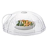 Mikrowellen-Spritzschutzabdeckung for Speisen, Geschirrabdeckung, Mikrowellenteller, Transparenter Spritzschutzdeckel Mit Griff Und Verstellbaren Dampföffnungen(With chassis)