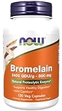 Now Foods Bromelain, 2400 GDU/g, 500mg, 120 vegane Kapseln, Laborgeprüft, Sojafrei, Glutenfrei, Vegetarisch
