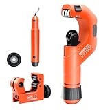 CCLIFE Rohrschneider Set 4tlg 5-50 mm und 3-22 mm, mit Entgrater, multifunktionale Rohrschneidemaschine für Kupfer, Aluminium, Edelstahl und Kunststoff