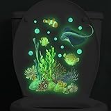 Glixoft Unterwasserwelt-toilettenaufkleber, Leuchtende Ozean-toilettenaufkleber, Toilettendeckelaufkleber, Aquarium, Dekorative Aufkleber Für Die Decke des Kinderzimmers
