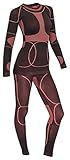 icefeld®: Sport Ski- Thermounterwäsche-Set für Damen Seamless (nahtfrei) in schwarz/Koralle M