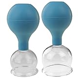 pulox Schröpfglas aus Echtglas 2er-Set inkl. Saugball 52 mm & 62 mm, Blau