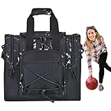 Bowling-Ball für 1 Ball – Balltasche mit Schuhfach, gepolsterte Bowling-Handtasche | Verstellbares Gurt-Trageholz, langlebige Bowling-Zubehörtasche, st, Schwarz , Se référer au descriptif, Siehe