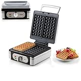 DOMO DO9047W/N Waffeleisen - Waffelautomat - Doppelwaffeleisen für Belgische Waffeln - Antihaftbeschichtung - 1400W – Edelstahl