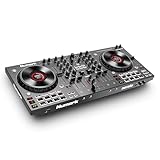 Numark NS4FX 4-Kanal DJ Controller Pult, Touch-Jogwheels mit Display, Pads und Effekten, Booth- und Main-Ausgänge, Serato DJ Lite Enthalten