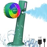 Tragbarer Sprühventilator, Handsprühventilator | Wiederaufladbarer leiser Ventilator mit 2 Geschwindigkeitsmodi - 90-Grad-Drehung, tragbarer persönlicher Nebelventilator mit LED-Licht für Einkaufen, S