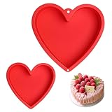 Silikon Kuchenform Herz, 2 Stück Silikonform Herz 25,5cm&17cm,Herzbackform Groß, Herzform Backform für Torte, Schokolade, Gelee, Eiscreme, BPA-freie, Antihaftmittel, Leichtes Loslassen