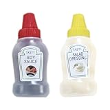 Mini-Salatdressing-Behälter-Set, tragbare Quetschflasche, lebensmittelecht, auslaufsicher, wiederverwendbar, nachfüllbar, BPA-frei, Gewürzspender, 2/3er-Pack, Lunchbox-Zubehör für Picknick