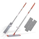 CASA Maria Wischmopp Set – 123 cm Bodenwischer mit Easy Squeeze Funktion, Mikrofaser Flachwischer, Haushalt Mop für Nass- & Trockenreinigung, 3 Ersatzpads, Boden Reinigen, Laminat, Fliesen