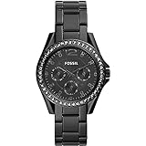Fossil Riley Watch für Damen, Quarz-Chronographenwerk mit Edelstahl- oder Lederarmband