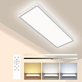 Pesaur LED Deckenleuchte Flach 58x20cm 3500LM, Deckenlampe Dimmbar mit Fernbedienung 3000K-6500K, IP44 Küche Deckenleuchte Rechteckig LED Panel für Wohnzimmer Schlafzimmer Badezimmer Büro