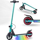 Elektroroller Für Kinder 6-12 Jahre, Cityroller Mit EBS & Fußbremse, 14 Km/h, 6,5 Zoll Reifen, Bis 50 Kg, Klappbar, Inkl. LED-Beleuchtung & Display,Grün
