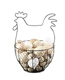 Eierkorb 'Henne' aus Metall, schwarz, Ø 17 cm, Eier Sammelkorb, Tischdeko, Metallkorb, Osterdeko