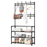 Kleiderständer - Kleiderbügel für Kleidung | Selbsttragende Führungen für Schlafzimmer, Büro und Geschäft | Eingangsgarderobe mit Haken | Organizer für Kleiderregale mit Schuhregalen