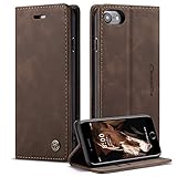 Cracedily Handyhülle für iPhone 6 / 6S Hülle, Klapphülle Premium Lederhülle Klappbar Flip Case Tasche Magnet Kartenfach Standfunktion Klapphülle Schutzhülle für iPhone 6 / 6S Handyhülle, Kaffee