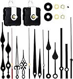 Uhrwerk-Set, batteriebetrieben, Quarz-Uhrwerk-Ersatz, Langer und kurzer Schaft,16mm/20mm, Wanduhr-Mechanismus, Motor-Ersatzteile, DIY-Reparatur-Teile (Black)